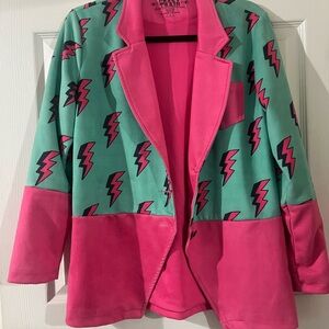 Crazy Train Pink and Green Lightning Blazer